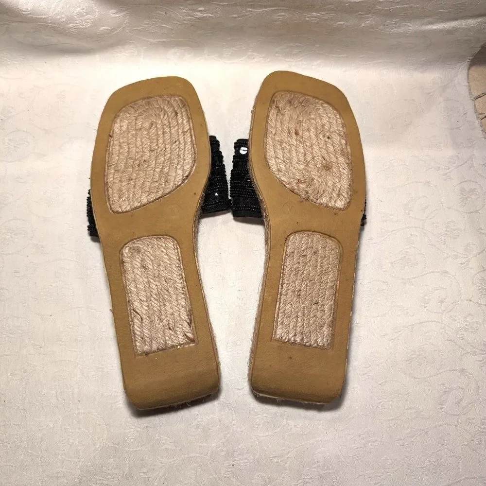 Ragg Footwear Beaded Upper Espadrille Flat Black size 10
